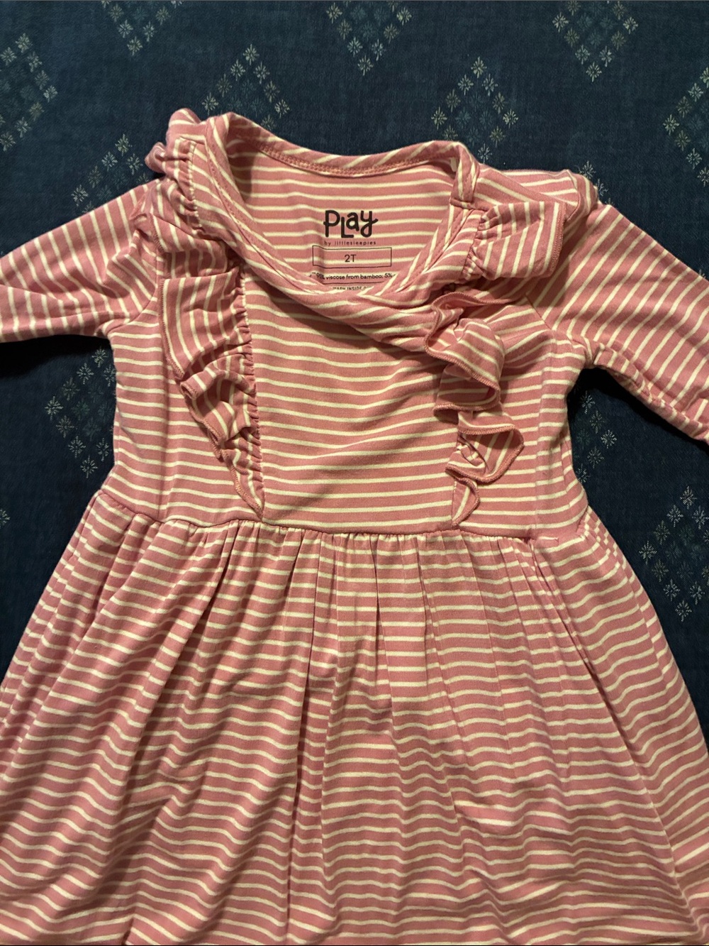 Little Sleepies Pink and White Striped Ruffle Dress